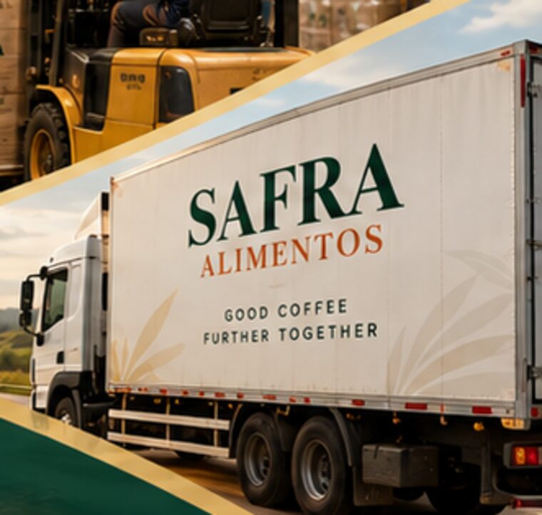 Caminhão Safra saindo do armazém